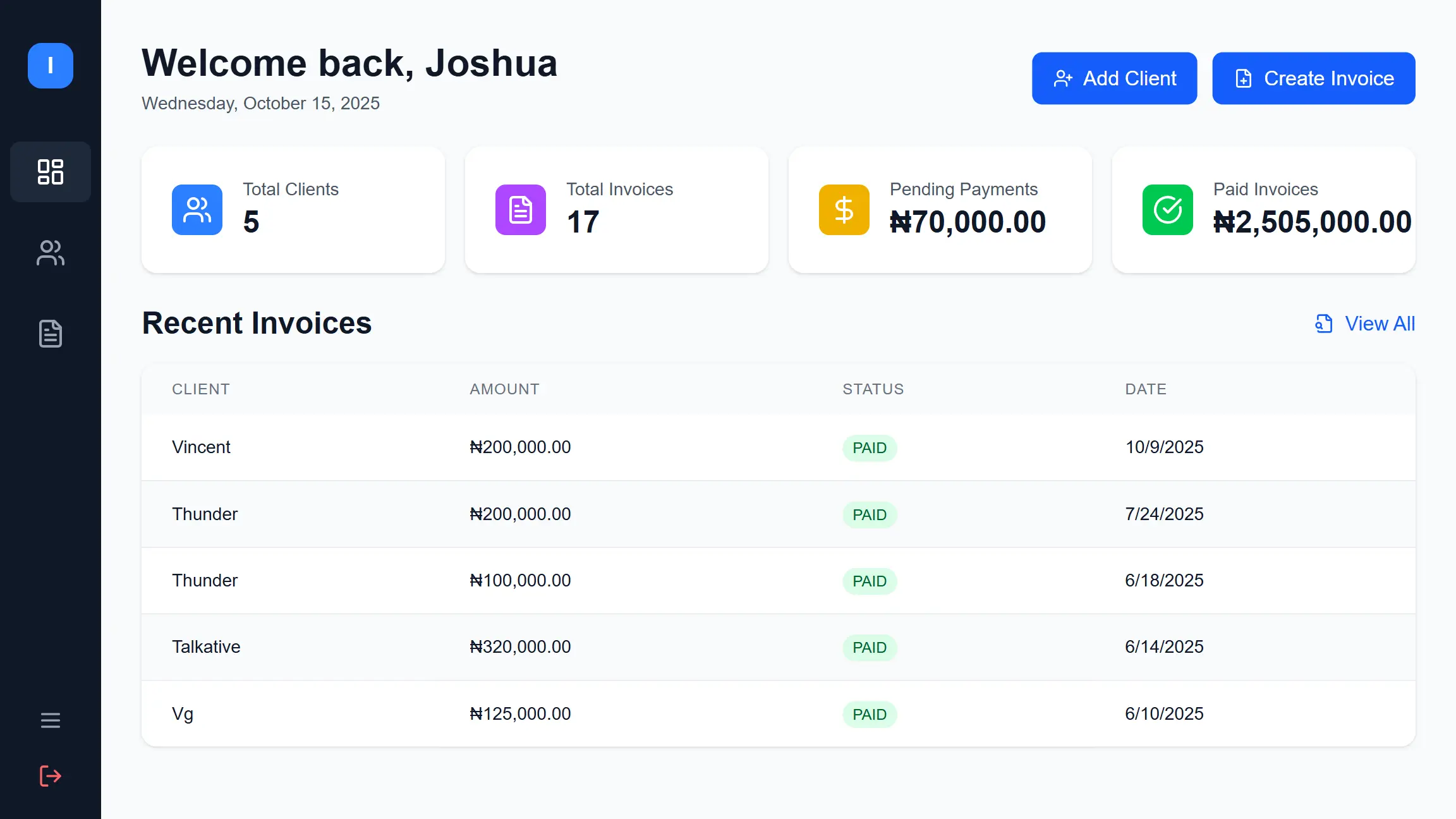 Client Invoice Management System